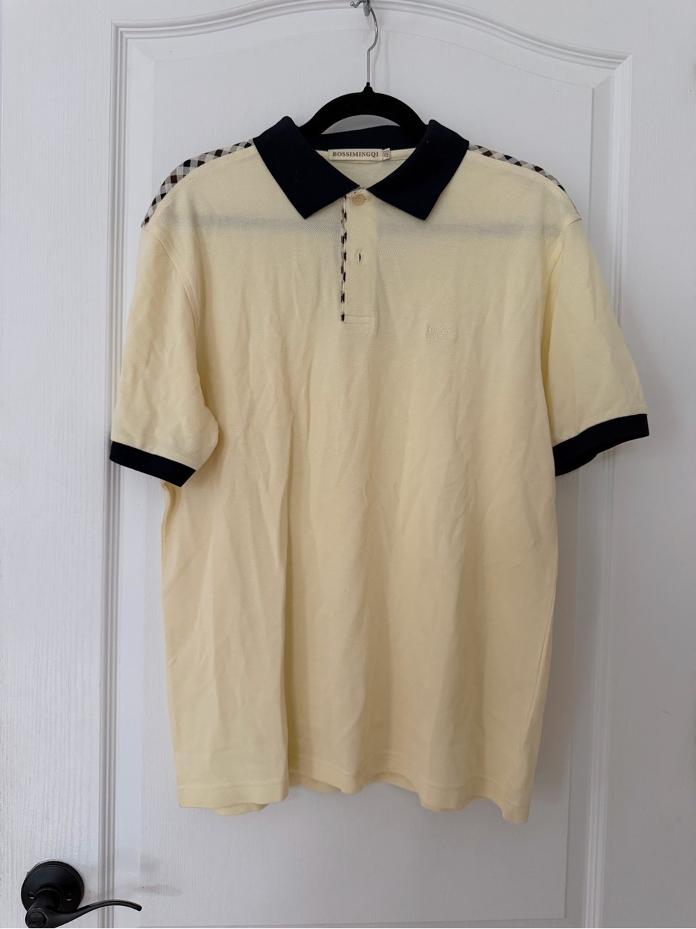 Boss Cream Polo with Black Collar and Cuff